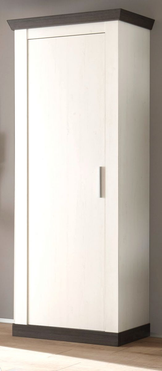 Garderobenschrank Corela in Pinie weiss und Wenge Landhaus Garderobe oder grosser Schuhschrank 73 x 201 cm