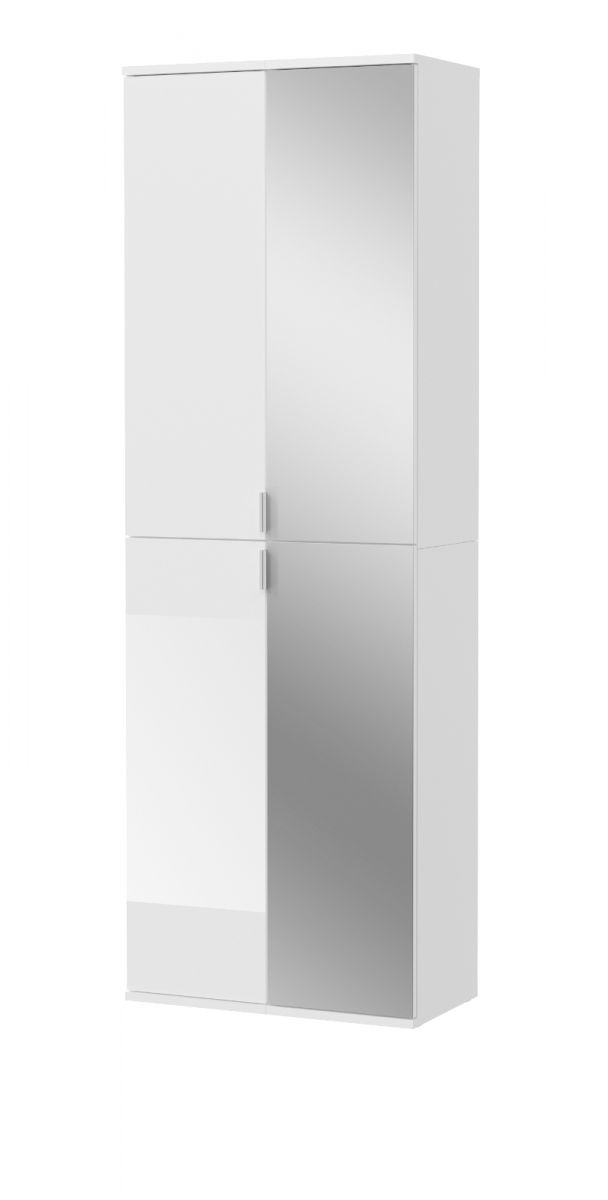 Garderobenschrank mit Spiegel ProjektX in weiss Hochglanz Schuhschrank mit Spiegeltür 60 x 193 cm