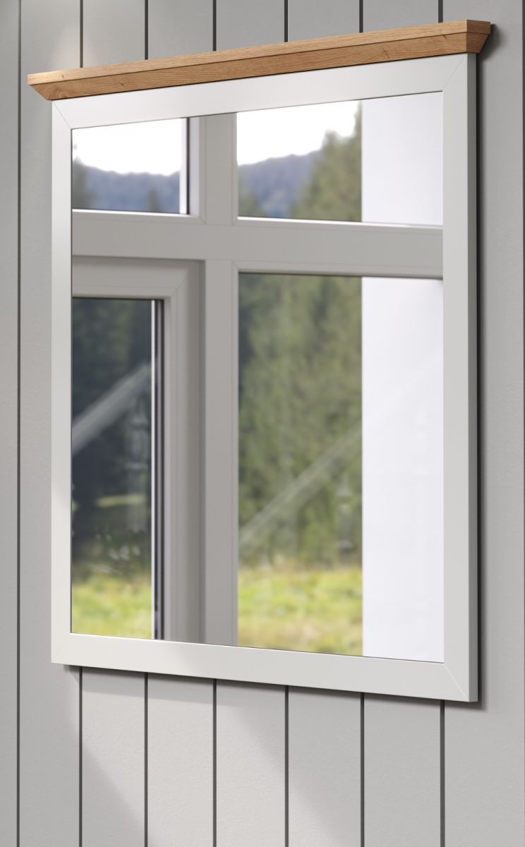 Garderobenspiegel Landside in grau und Eiche Artisan Landhaus Flur Diele Spiegel 91 x 89 cm