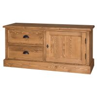 Kleines TV-Sideboard Lyon im Landhausstil - Eichenplatte natur (unlackiert)