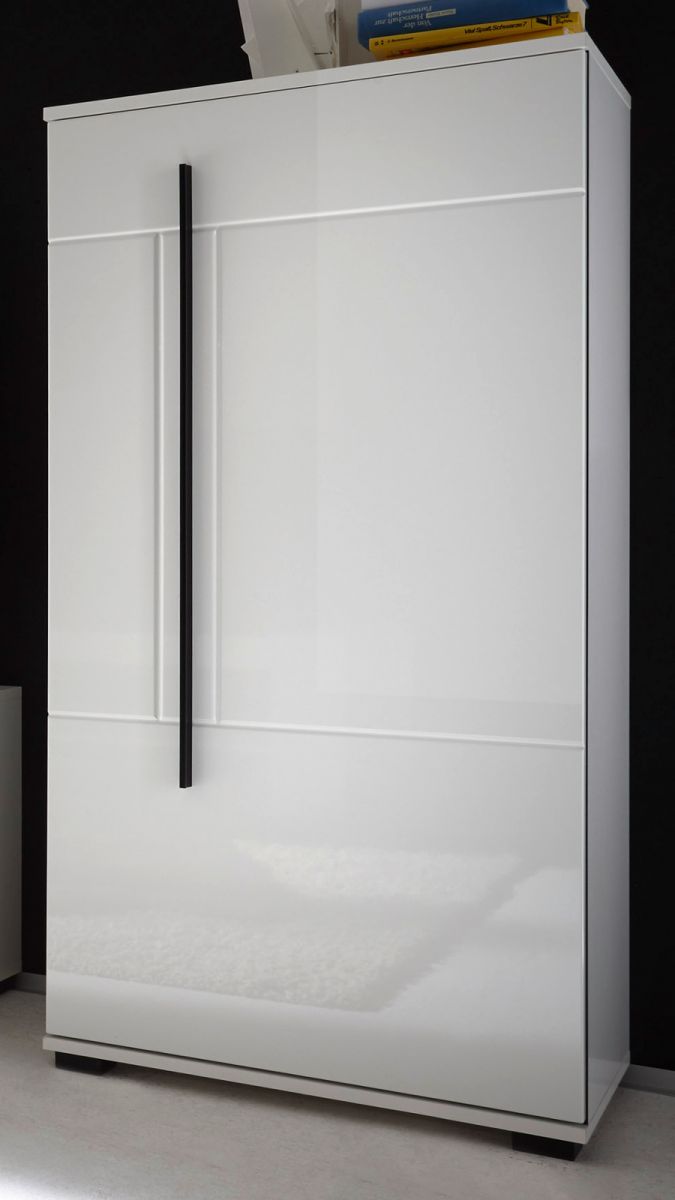 Kommode Design-D in Hochglanz weiss Anrichte 60 x 126 cm unter Wohnzimmer > Sideboards und Kommoden > weiß