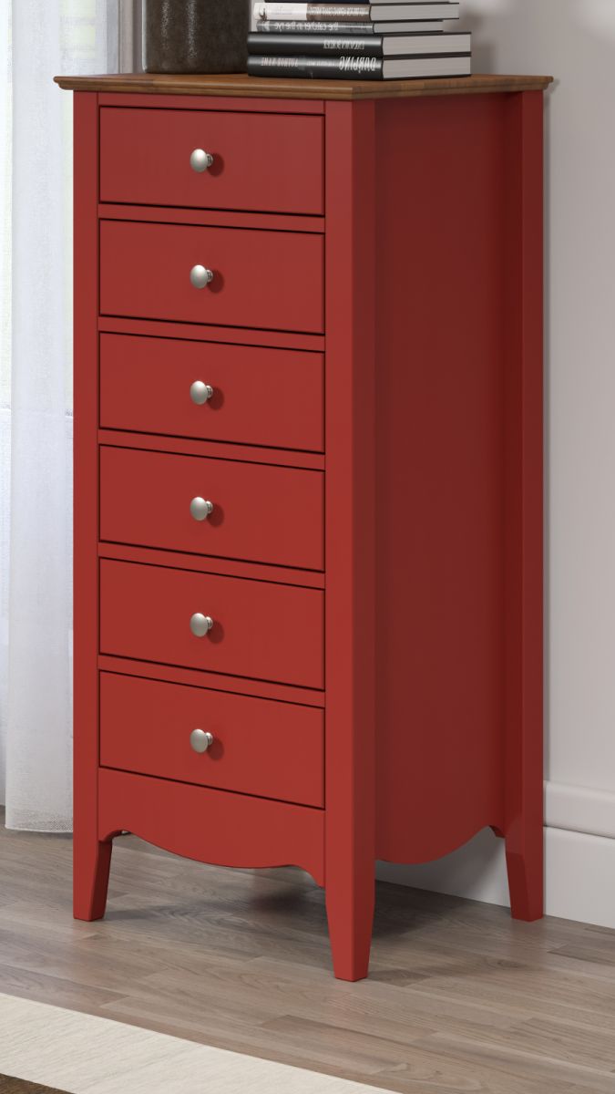 Kommode Lissabon in Kiefer teilmassiv rot lackiert Landhaus Schubladenkommode 50 x 110 cm unter Wohnzimmer > Sideboards und Kommoden > Holz