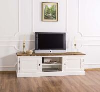 Landhaus TV-Sideboard verschliessbare Tren - Eichenplatte shabby chic - antik look