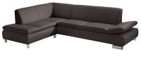 Modernes Ecksofa Terrence- Ottomane links Kunstleder braun