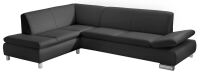 Modernes Ecksofa Terrence- Ottomane links Kunstleder schwarz