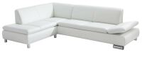 Modernes Ecksofa Terrence- Ottomane links Kunstleder weiss