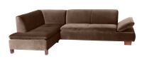 Modernes Ecksofa Terrence- Ottomane links Samtvelours braun