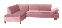 Modernes Ecksofa Terrence- Ottomane links Samtvelours rose