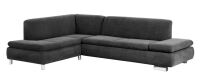 Modernes Ecksofa Terrence- Ottomane links Veloursstoff anthrazit