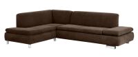 Modernes Ecksofa Terrence- Ottomane links Veloursstoff braun