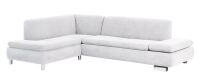 Modernes Ecksofa Terrence- Ottomane links Veloursstoff creme