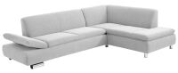 Modernes Ecksofa Terrence- Ottomane rechts feines Strukturgewebe silber