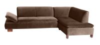 Modernes Ecksofa Terrence- Ottomane rechts Samtvelours braun