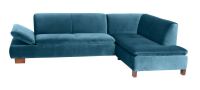 Modernes Ecksofa Terrence- Ottomane rechts Samtvelours petrol