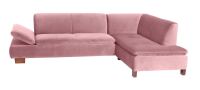 Modernes Ecksofa Terrence- Ottomane rechts Samtvelours rose