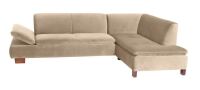 Modernes Ecksofa Terrence- Ottomane rechts Samtvelours sand