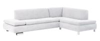 Modernes Ecksofa Terrence- Ottomane rechts Veloursstoff creme