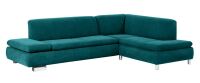 Modernes Ecksofa Terrence- Ottomane rechts Veloursstoff petrol