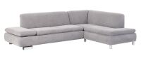 Modernes Ecksofa Terrence- Ottomane rechts Veloursstoff silber