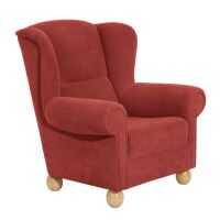 Ohrenbackensessel Monarch Veloursstoff terracotta