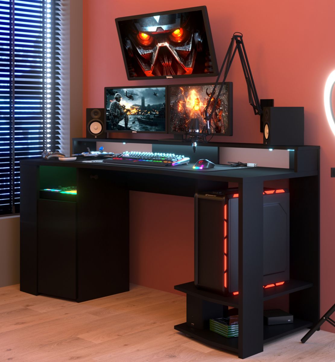 Parisot Gamingtisch in schwarz Gaming Tisch mit LED