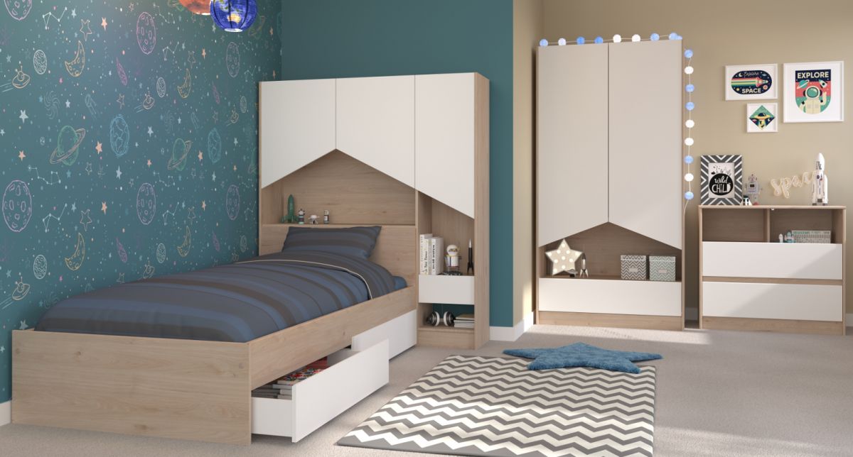 Parisot Kinder- und Jugendzimmer Komplett-Set 6-teilig Shelter2 in weiss und Eiche