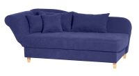 Recamiere Selma- mit Armteil links- klappbar Veloursstoff blau