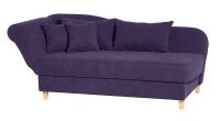 Recamiere Selma- mit Armteil links- klappbar Veloursstoff violett