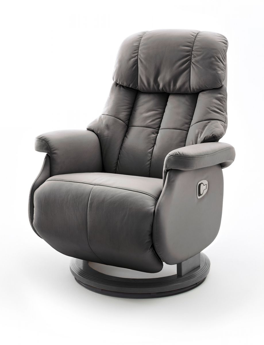 Relaxsessel Calgary L in schlamm grau und schwarz Leder Funktionssessel bis 130 kg Schlafsessel Fernsehsessel 77 x 111 cm