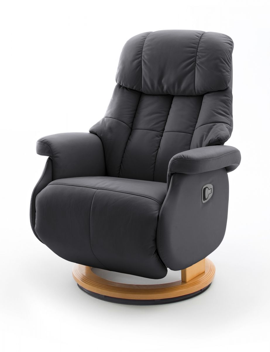 Relaxsessel Calgary L in schwarz und Natur Leder Funktionssessel bis 130 kg Schlafsessel Fernsehsessel 77 x 111 cm