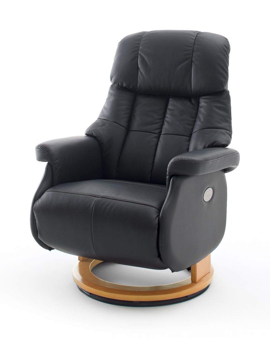 Relaxsessel Calgary XL in schwarz Leder und Natur elektrisch verstellbar Funktionssessel bis 150 kg Fernsehsessel 82 x 111 cm unter Wohnzimmer > Sessel > Relaxsessel Leder