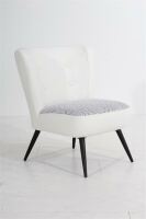 Retro Sessel Neele Microfaser - Sitz: Flachgewebe weiss - grau