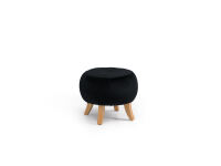 Runder Vintage Hocker Medina Samtvelours schwarz