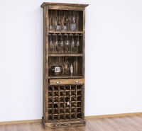 Rustikaler Vitrinenschrank mit Weinregal Massivholz