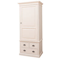 Schmaler Kleiderschrank mit 3 Schubladen Massivholz shabby chic - antik look