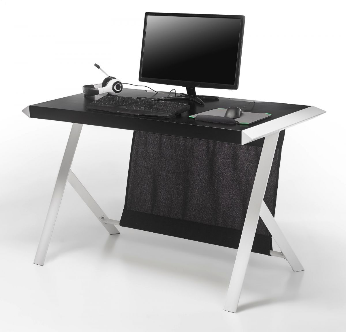 Schreibtisch matt schwarz und weiss 127 cm