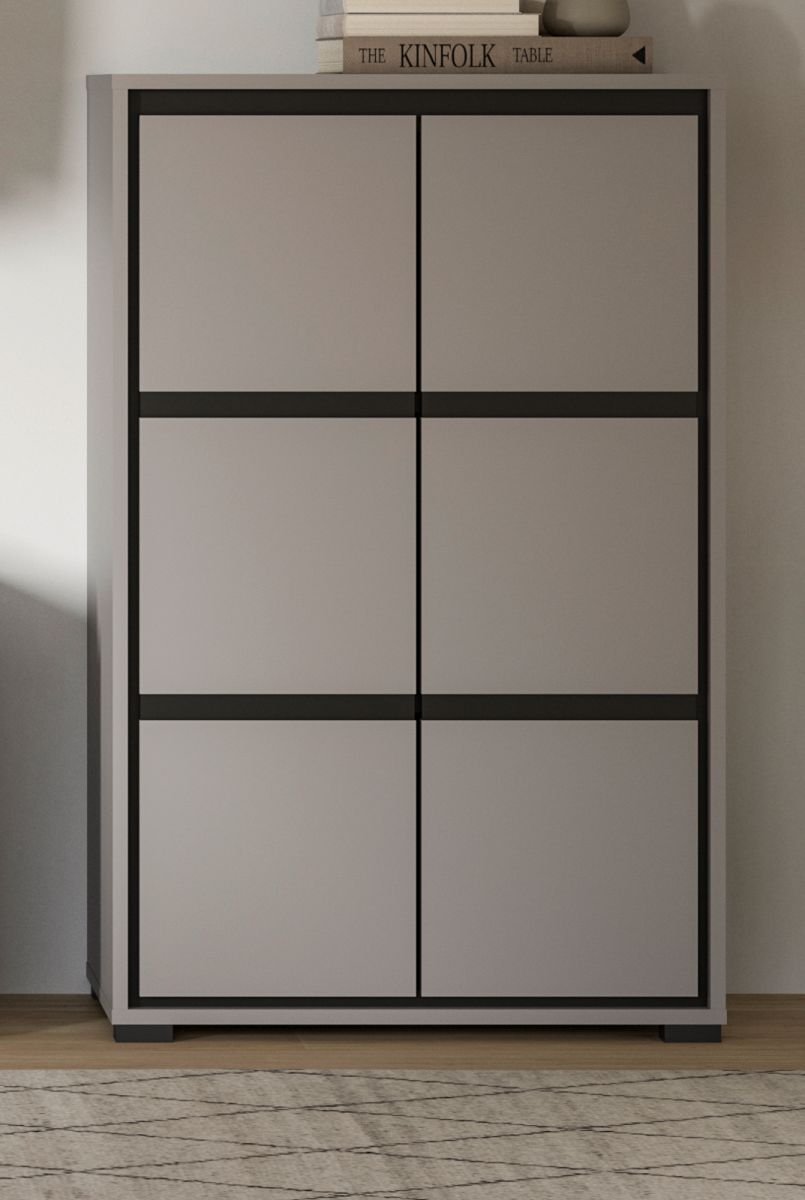 Schuhschrank Jaru in grau und schwarz Flur Kommode 65 x 103 cm