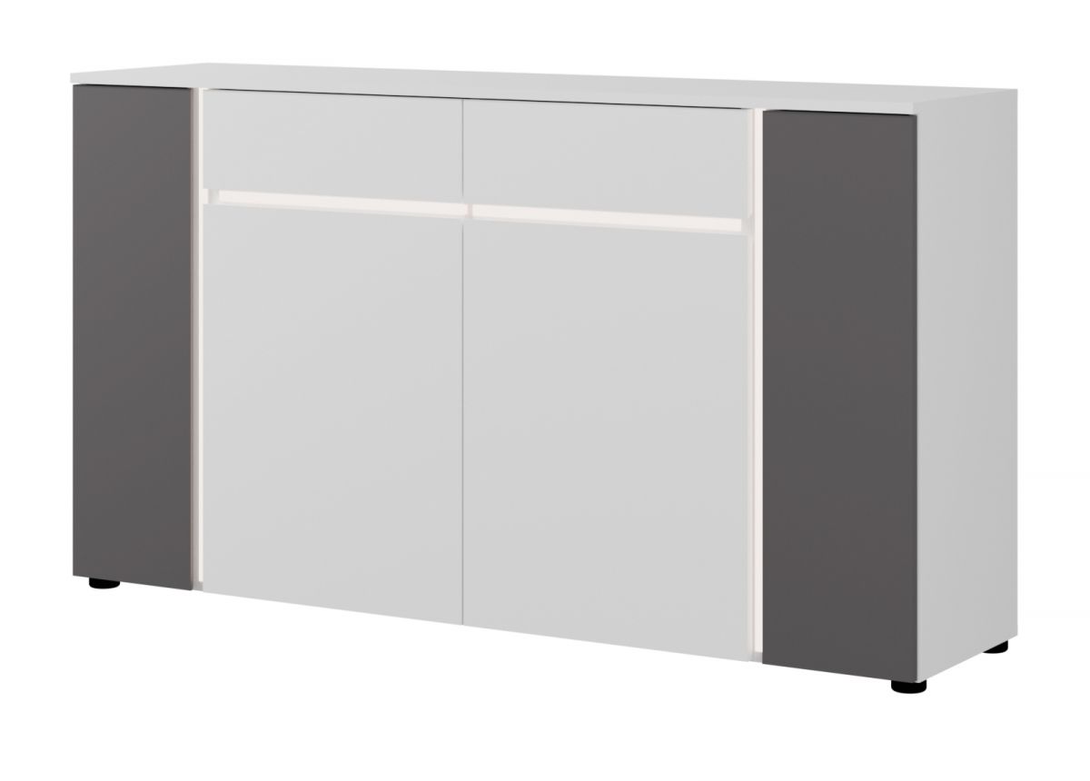 Sideboard Kato in weiss und grau Wohn- und Esszimmer Kommode inklusive Frontbeleuchtung 150 x 84 cm