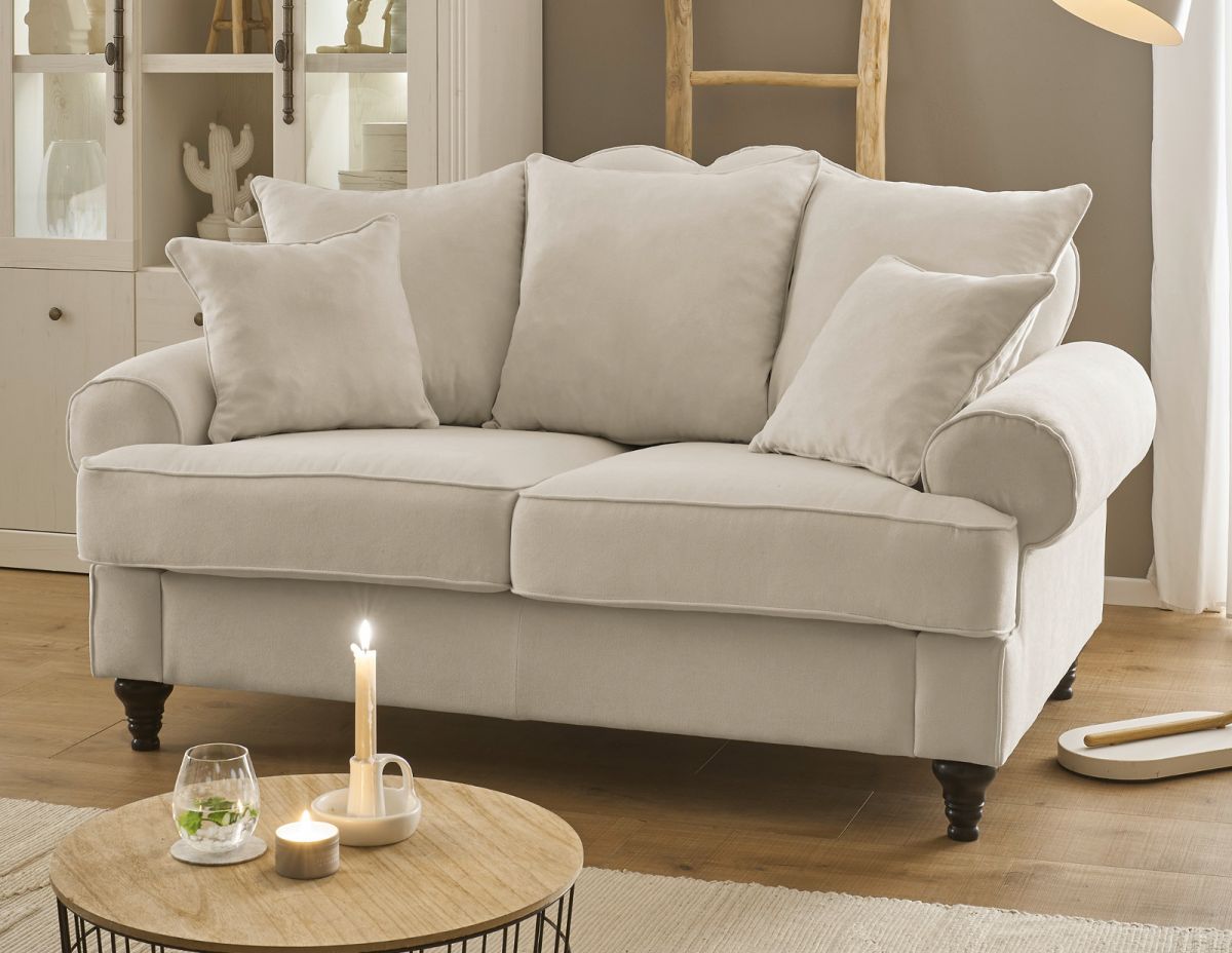 Sofa Adelina in beige Landhaus Couch 2-Sitzer 170 cm