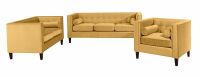 Sofa Garnitur Jeronimo- mit 3-Sitzer- 2-Sitzer- Sessel Samtvelours gelb