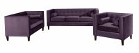 Sofa Garnitur Jeronimo- mit 3-Sitzer- 2-Sitzer- Sessel Samtvelours purple