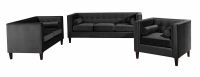 Sofa Garnitur Jeronimo- mit 3-Sitzer- 2-Sitzer- Sessel Samtvelours schwarz