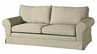 Sofa Hillary (3-Sitzer- 2-geteilt )- inkl- Zierkissen Flachgewebe (Leinenoptik) beige