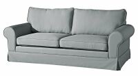 Sofa Hillary (3-Sitzer- 2-geteilt )- inkl- Zierkissen Flachgewebe (Leinenoptik) grau