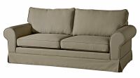 Sofa Hillary (3-Sitzer- 2-geteilt )- inkl- Zierkissen Flachgewebe (Leinenoptik) sahara