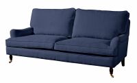 Sofa Passion- 3-Sitzer (2-geteilt) Flachgewebe (Leinenoptik) dunkelblau