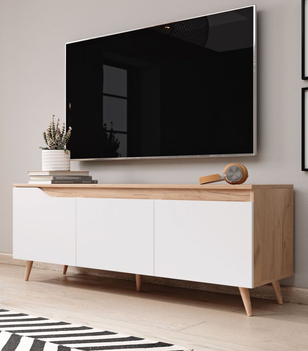 TV-Lowboard Craft in weiss und Eiche Gold TV-Unterteil skandinavisch 140 x 52 cm