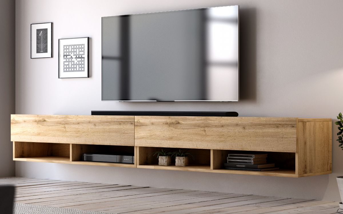 TV Lowboard Epsom in Wotan Eiche hängend 280 x 30 cm