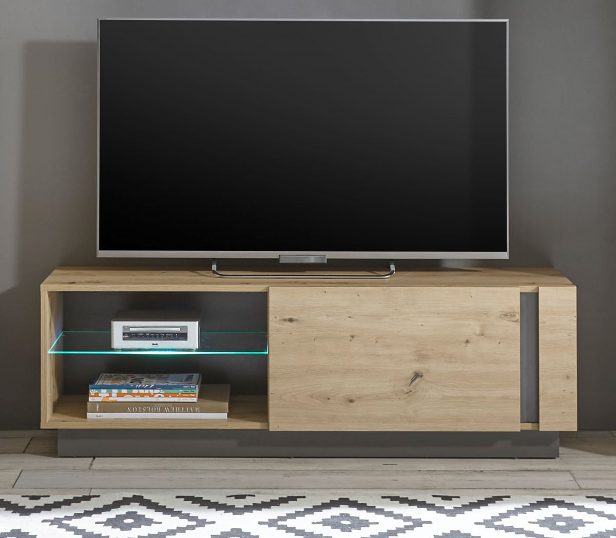 TV-Lowboard Louna in Eiche Artisan und Graphit grau TV-Unterteil 138 x 46 cm