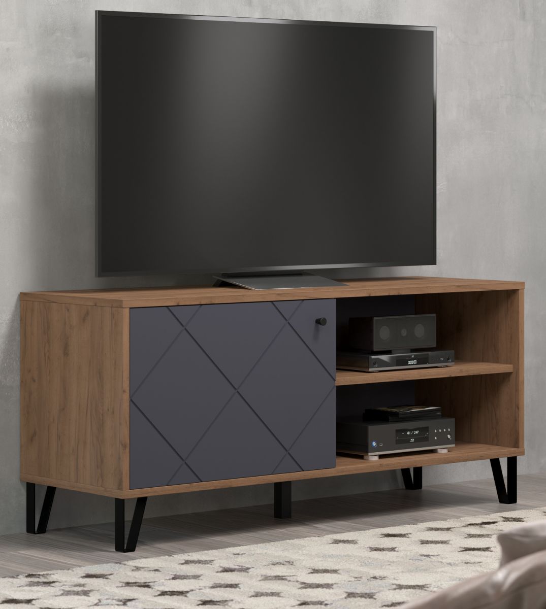 TV-Lowboard Montez in Graphite grau und Eiche Kraft Gold TV Unterteil 123 x 56 cm